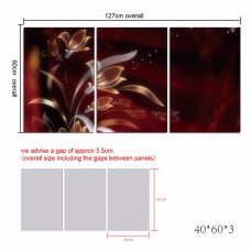 3 Panels 3D Flower Abstract Drawing Canvas Unframed Painting Wall Hanging Picture Wall Sticker Decor Frameless Art Picture  48*24inch For Living Home Room   
